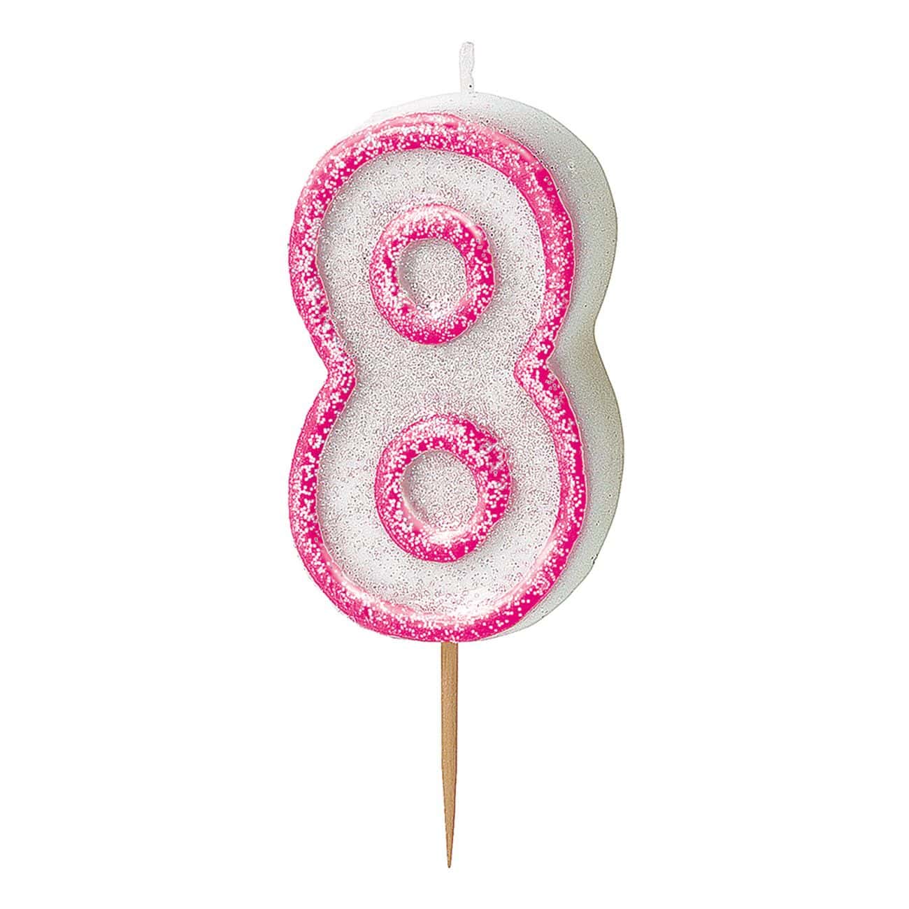 Glittrande Rosa Tårtljus Set