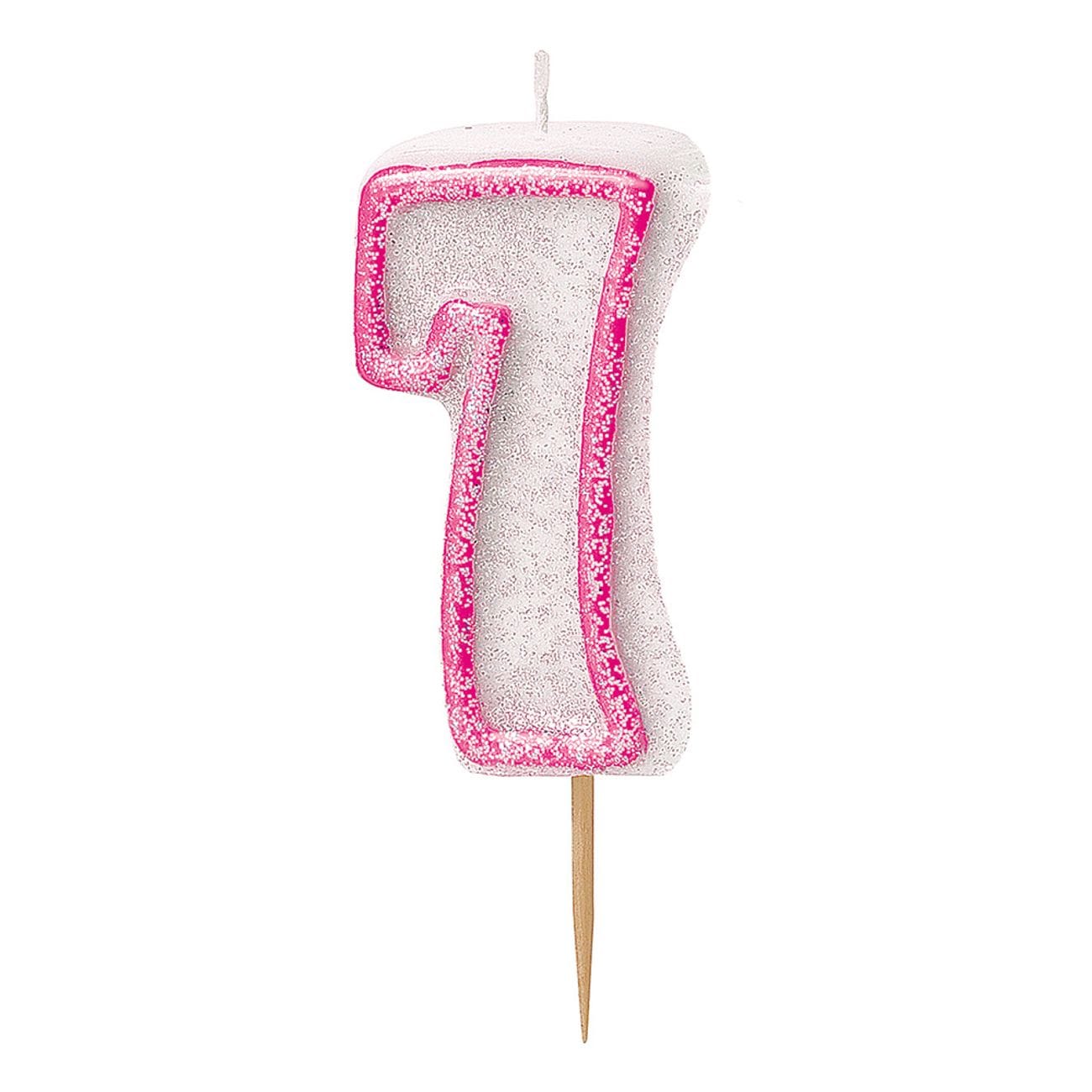 Glittrande Rosa Tårtljus Set