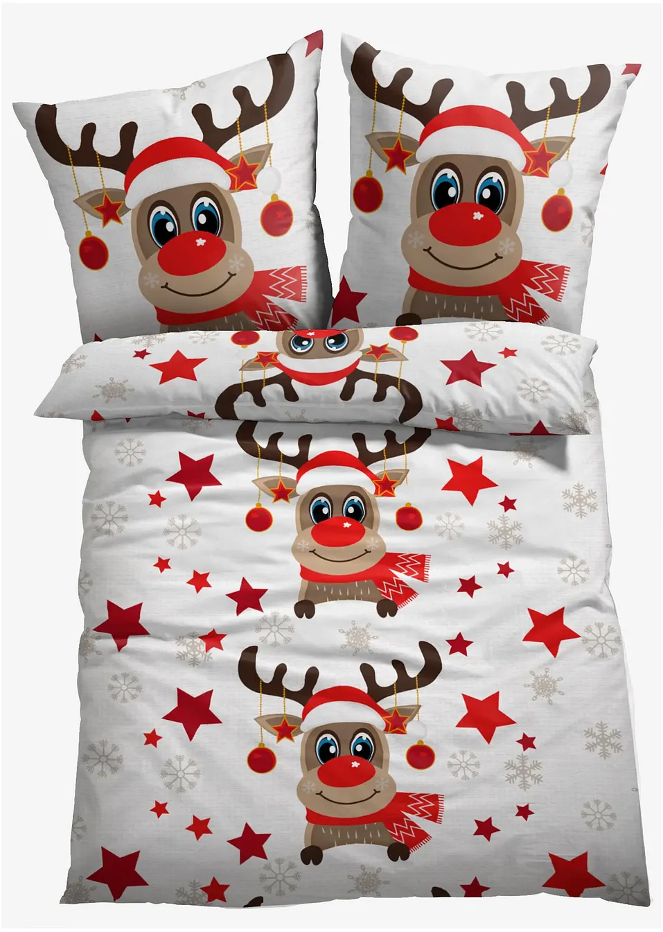 Juligt påslakanset med älg och stjärnor