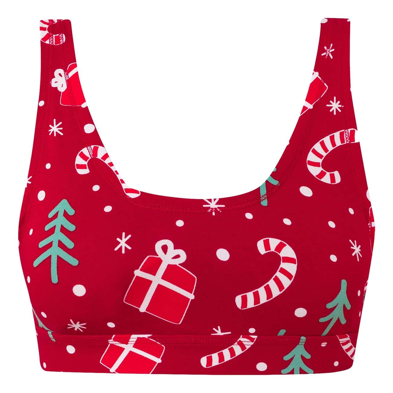 Julmönstrad Röd Sport-BH