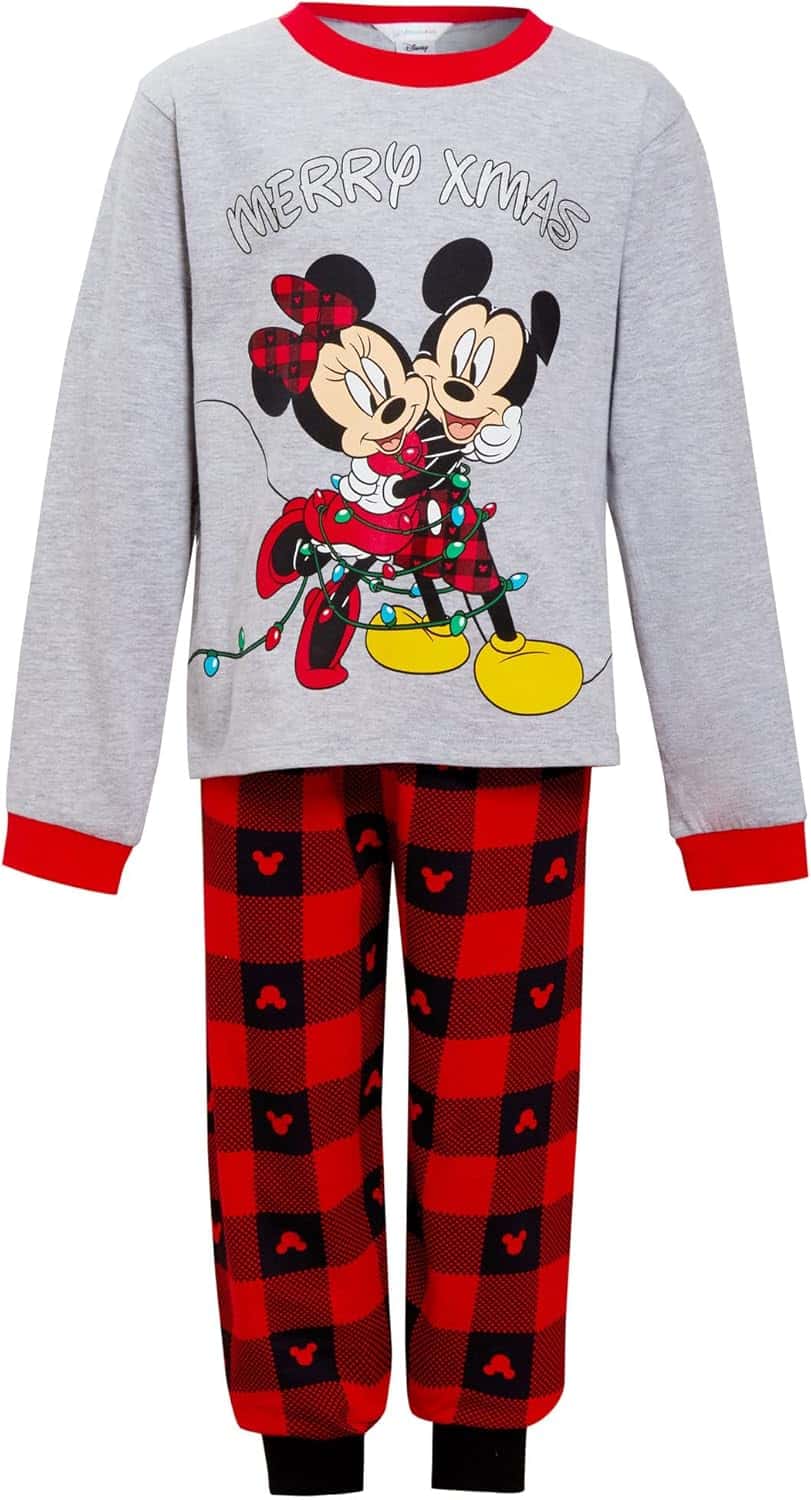 Matchande familj-julpyjamas med Musse och Mimmi