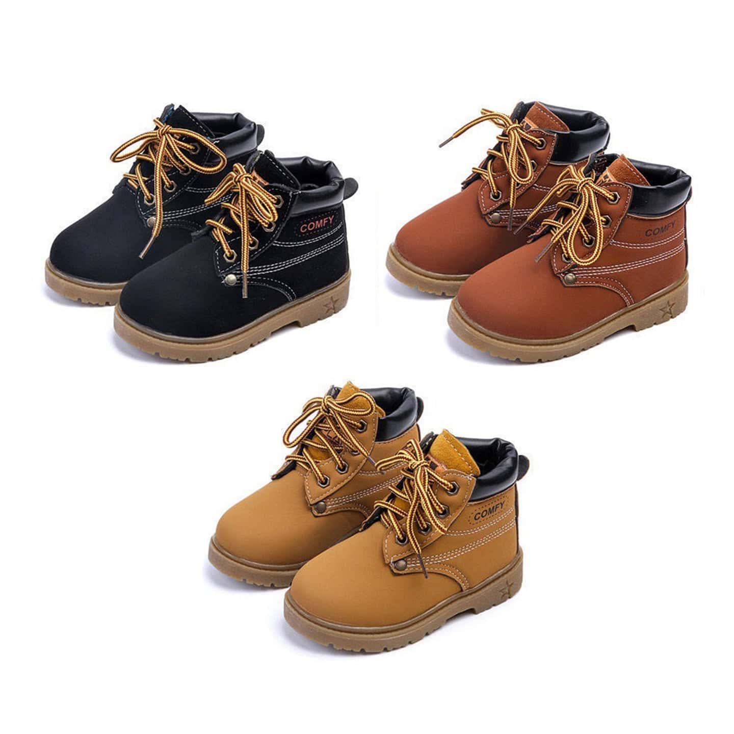 Varmfodrade konstläderkängor för barn