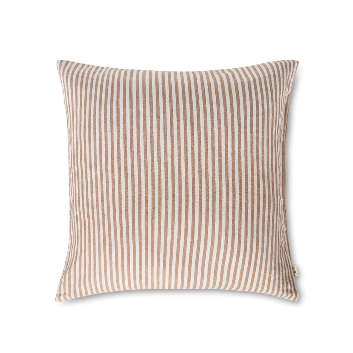 Kuddfodral Randigt Linnemix 50x50cm Mocca