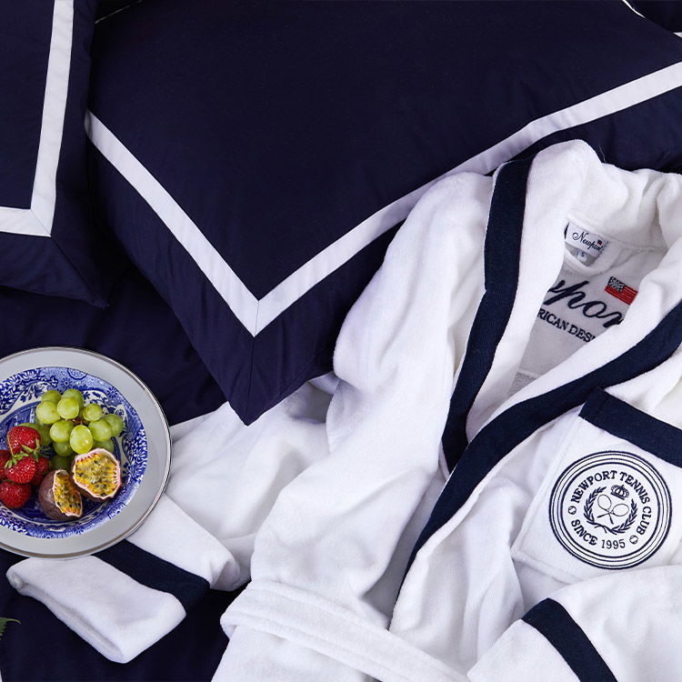 Jamesport blå bomullsmorgonrock