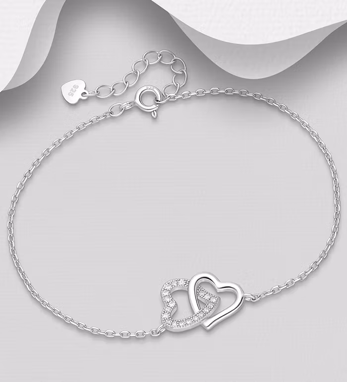 Silverarmband med Hjärtan och 925 Silverkulor