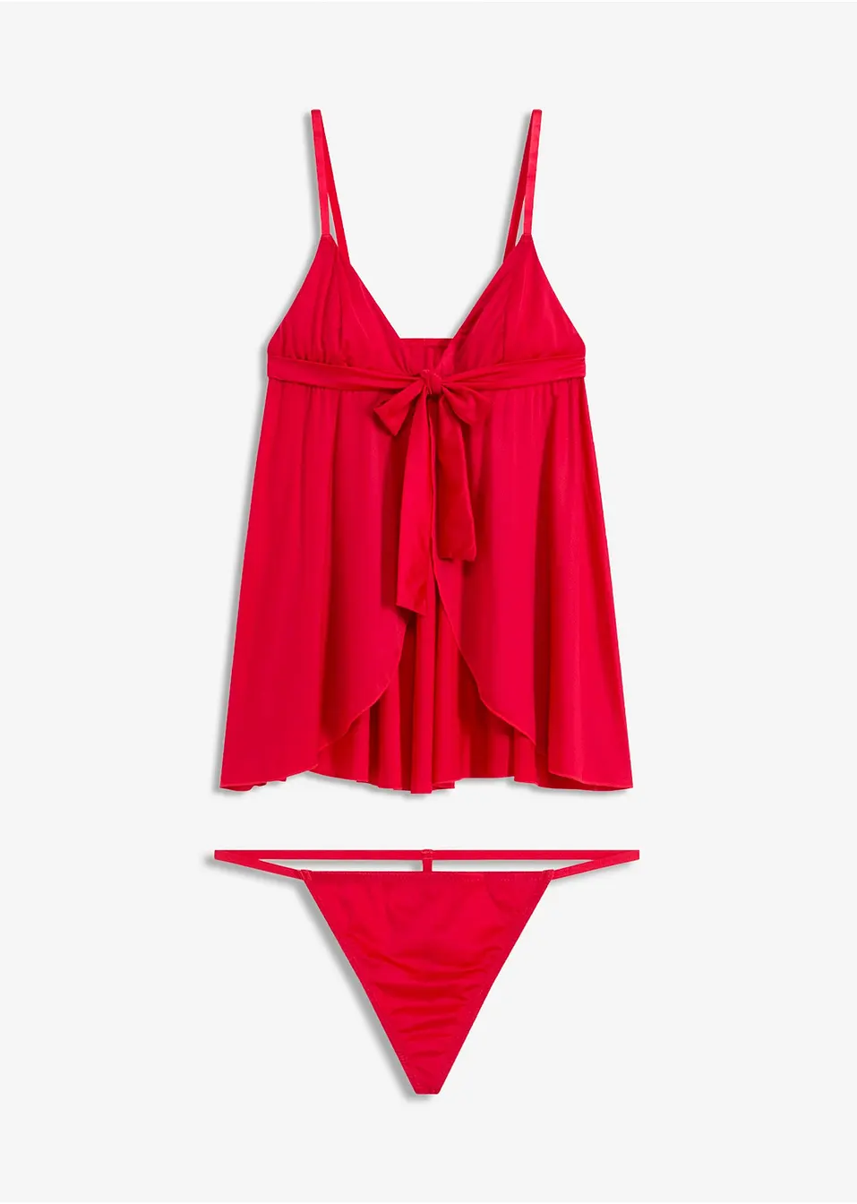 Elegant babydoll och trosa i rött