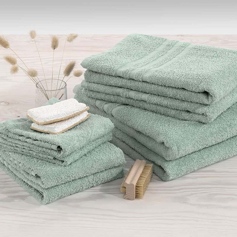 4-set Handdukar och Badlakan Grön Frotté