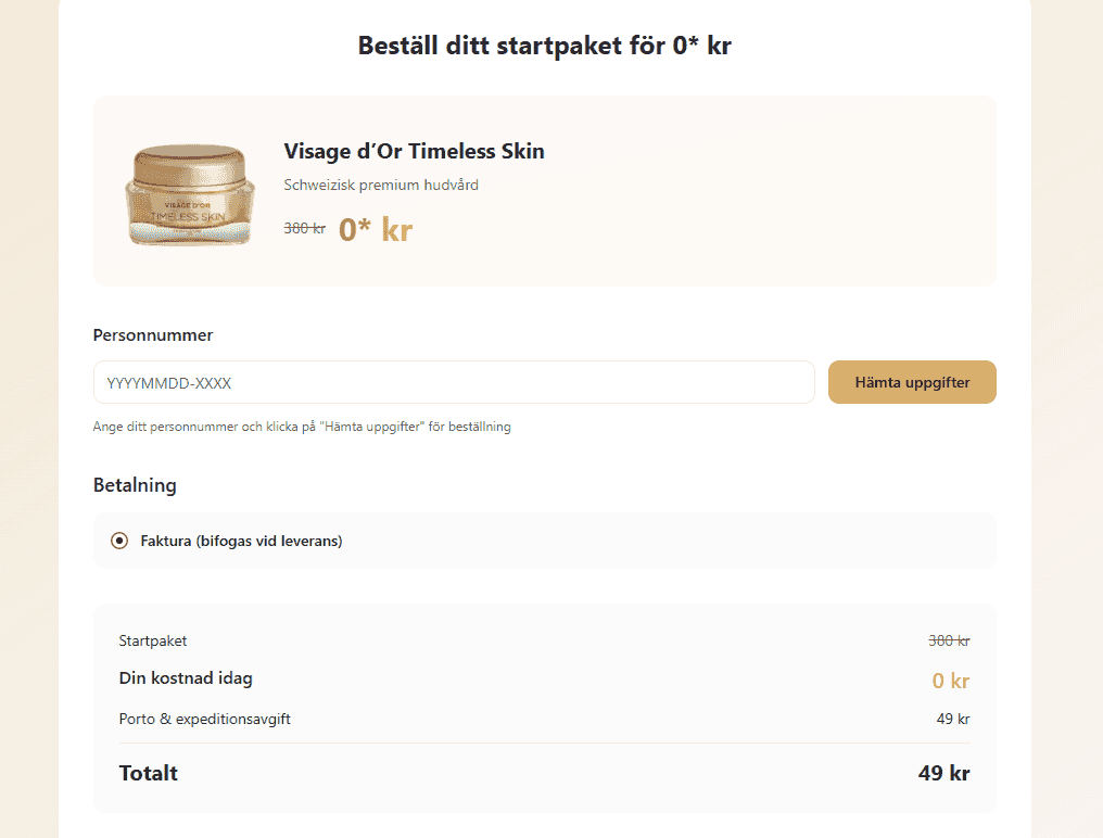 Gratis Visage Dâor timeless skin ( 49kr Frakt )