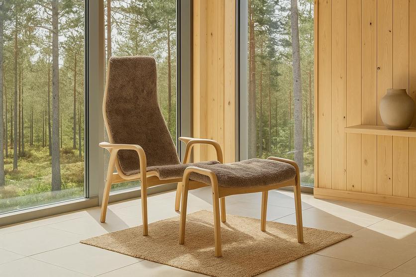 Lamino Fåtölj med Pall Scandinavian Grey