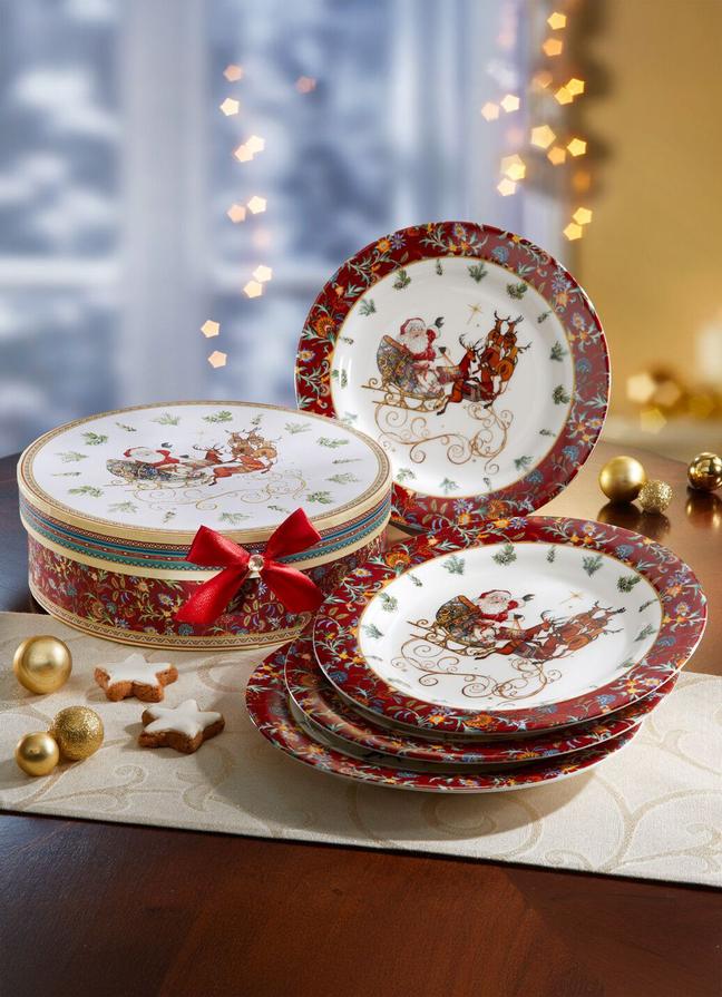 Porslinstallrikar 4-pack med presentförpackning