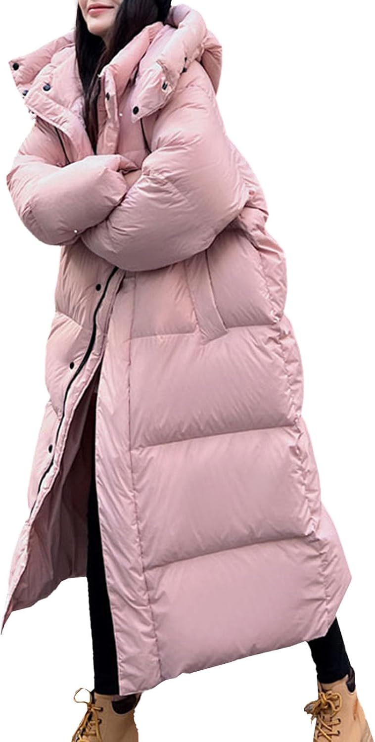 Lång vinterjacka för damer med luva