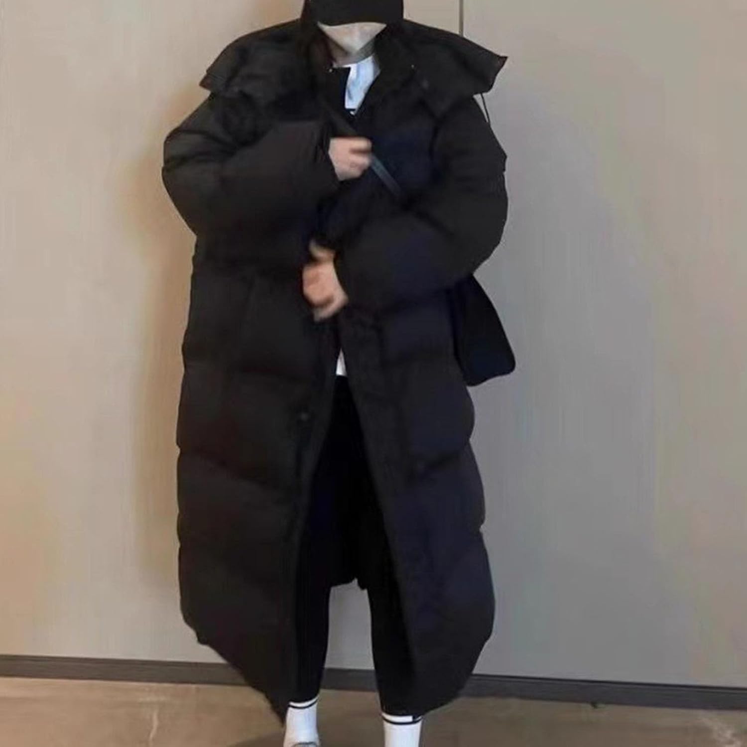 Lång vinterjacka för damer med luva