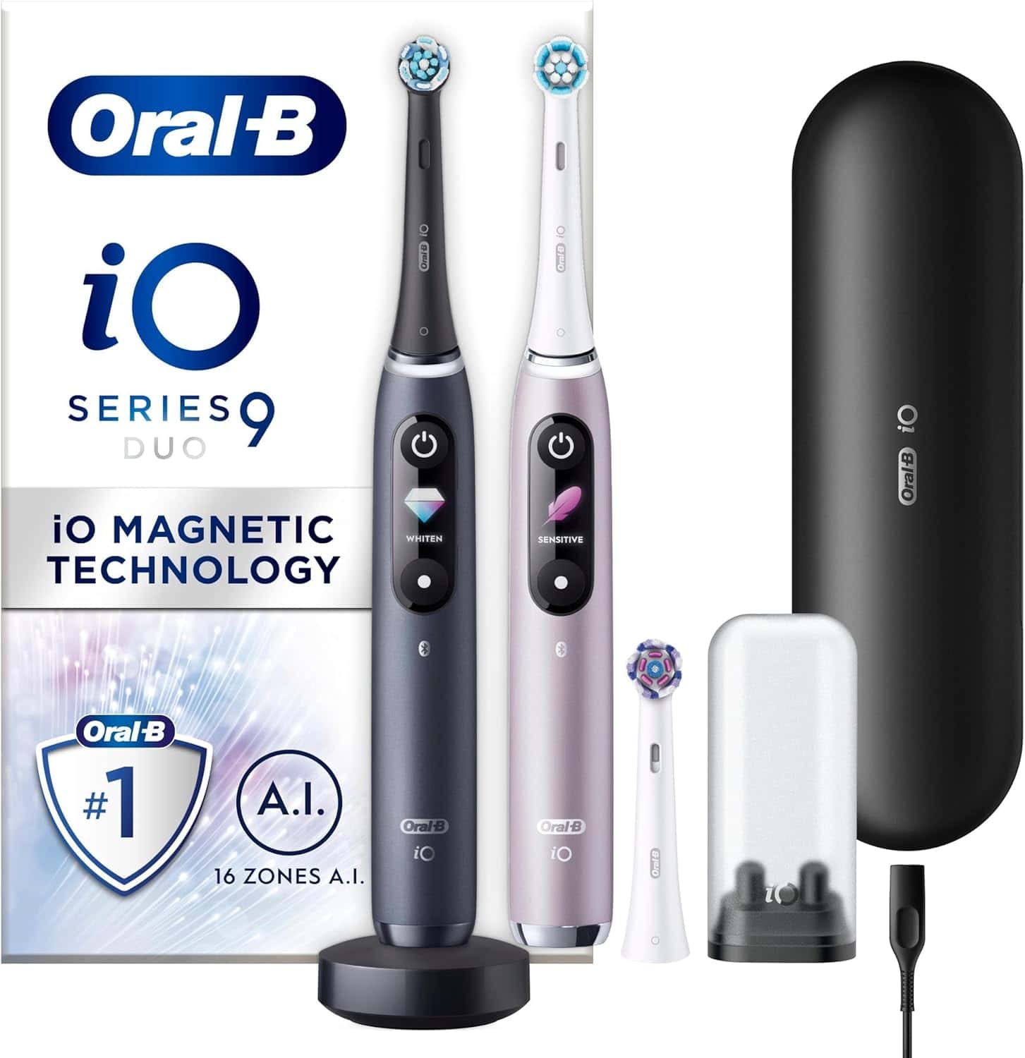 Oral-B iO 9 Eltandborste Duopack Svart Rosenkvarts
