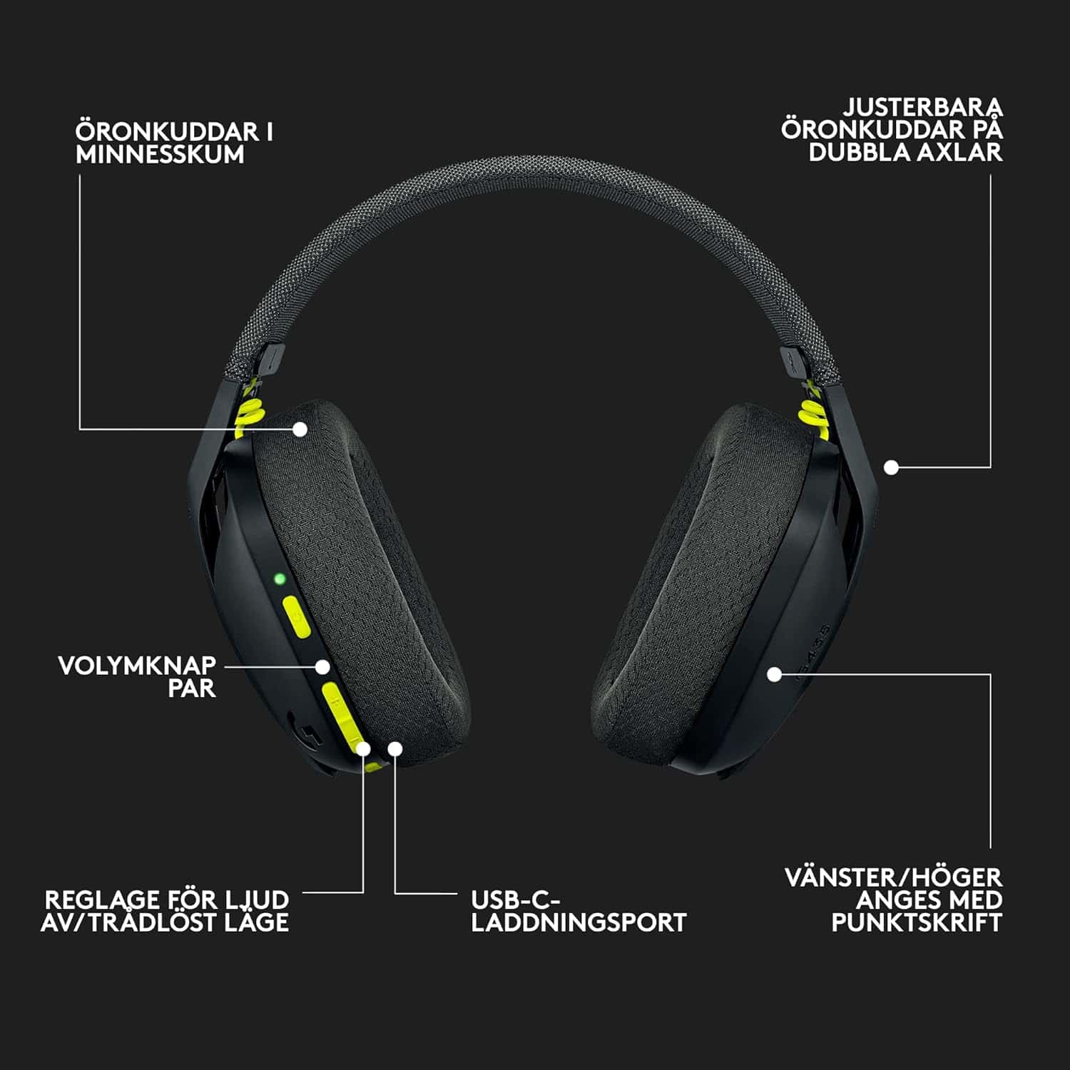 Logitech G435 Wireless Gaming Headset Black