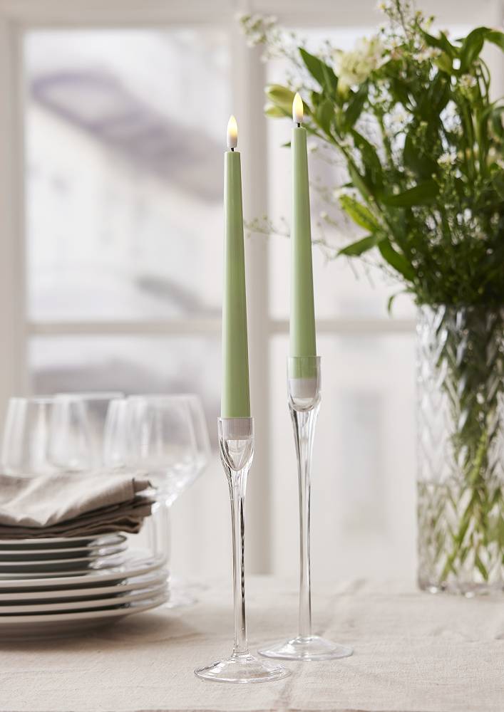 Flamme Slim Grön Antikljus 2-pack