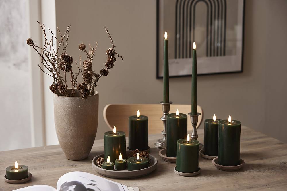 Flamme Slim Grön Antikljus 2-pack