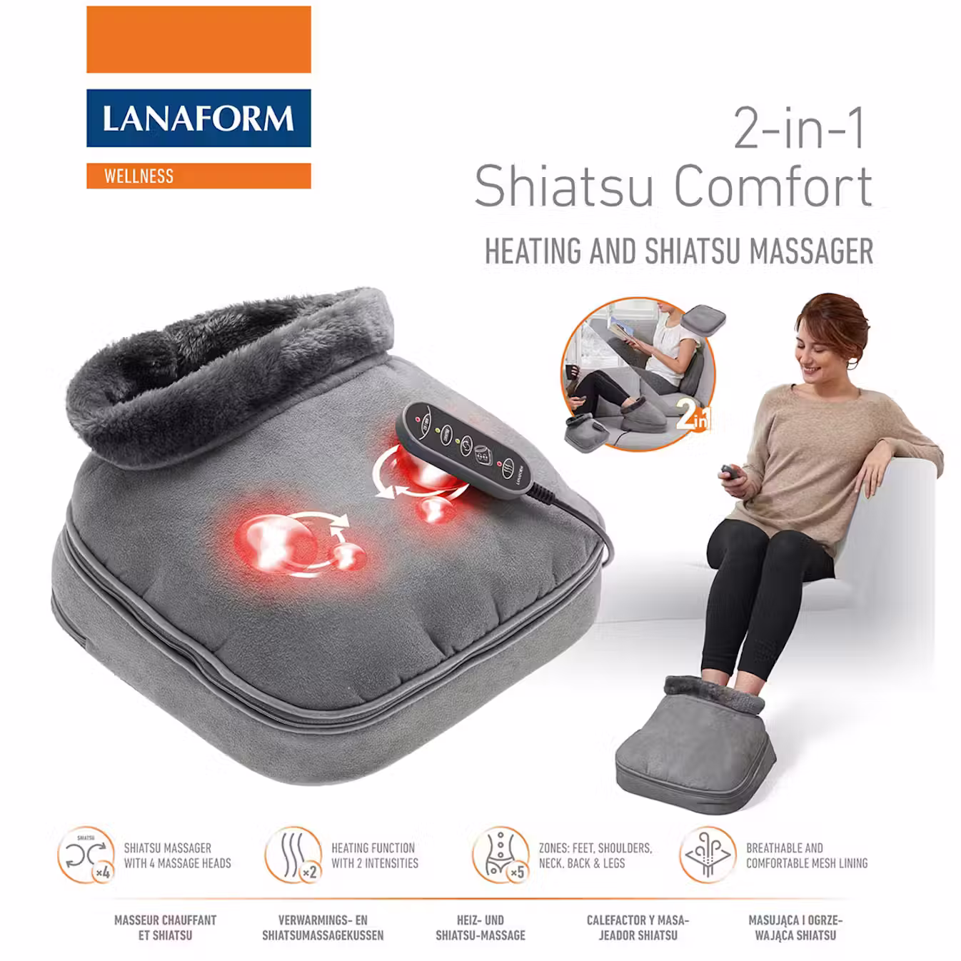 Lanaform Shiatsu 2-i-1 Fotvärmare och Massage