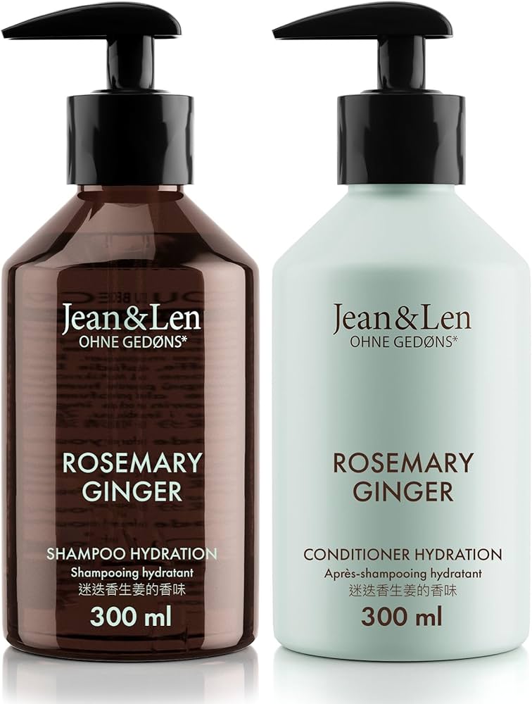 Jean & Len hårvårdsset Rosemary & Ginger för torrt och glanslöst hår, återfuktande schampo o