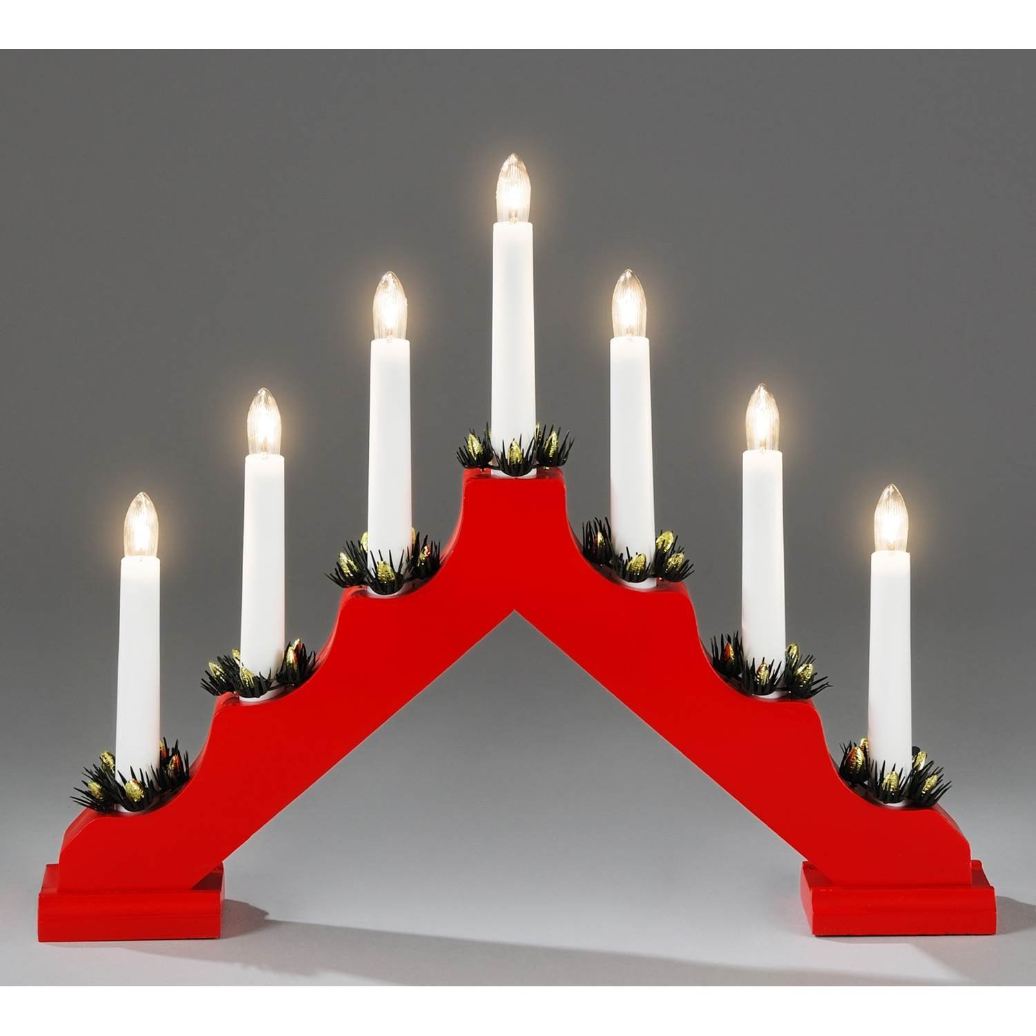 7-armad vit trä adventsljusstake Konstsmide