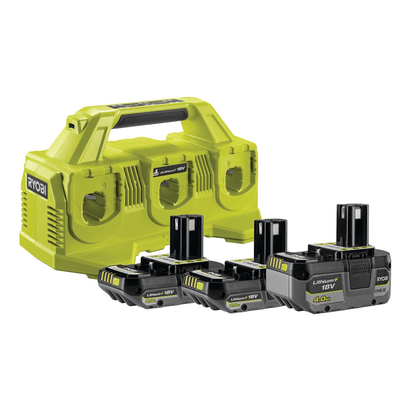 Ryobi 18 V Multiladdare med 4 Batterier
