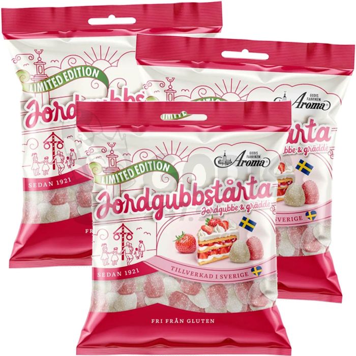 Aroma Jordgubbstårta Doftljus 3x125g