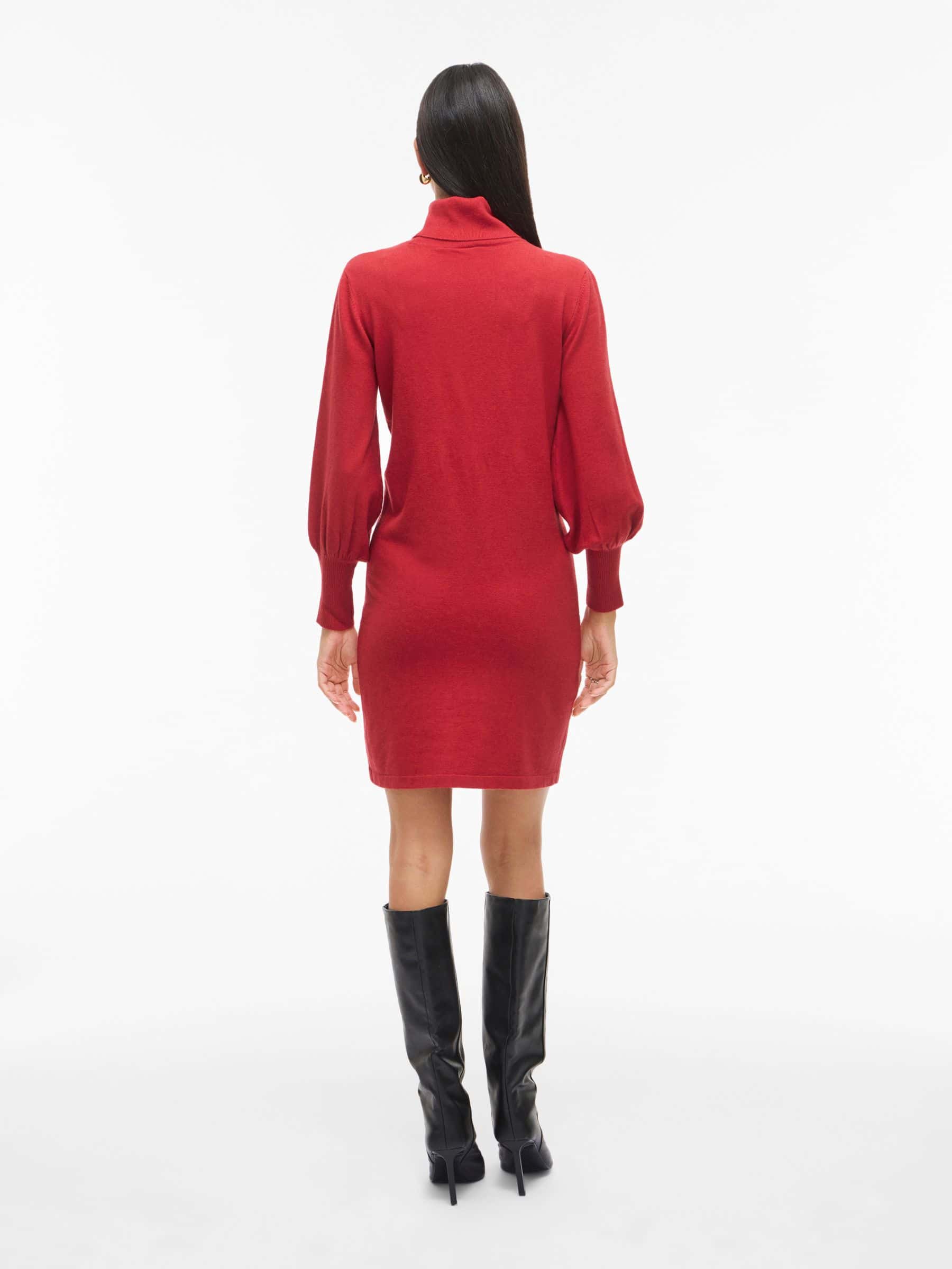 VIKERRY Röd Stickad Kort Klänning