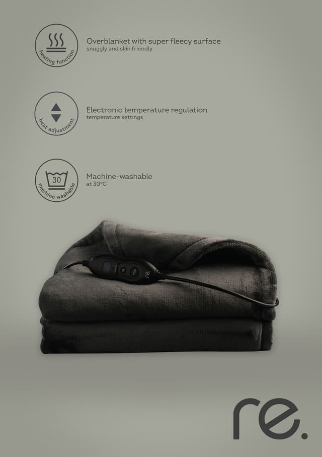 re. värmefilt i fleece svart 130x160