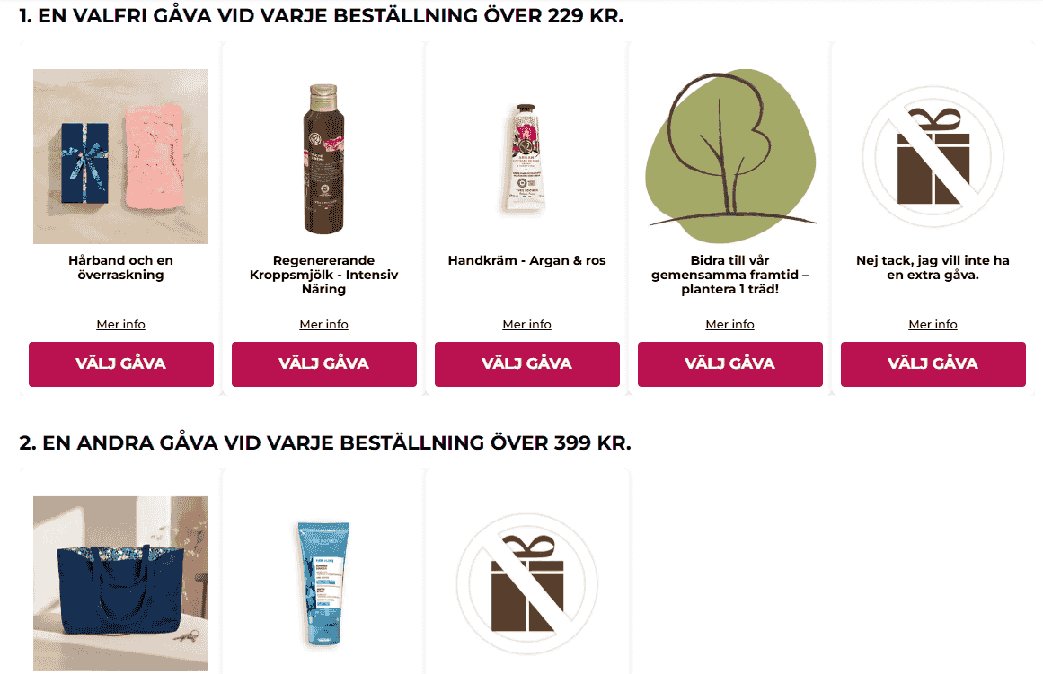 EN VALFRI GÅVA VID VARJE BESTÄLLNING