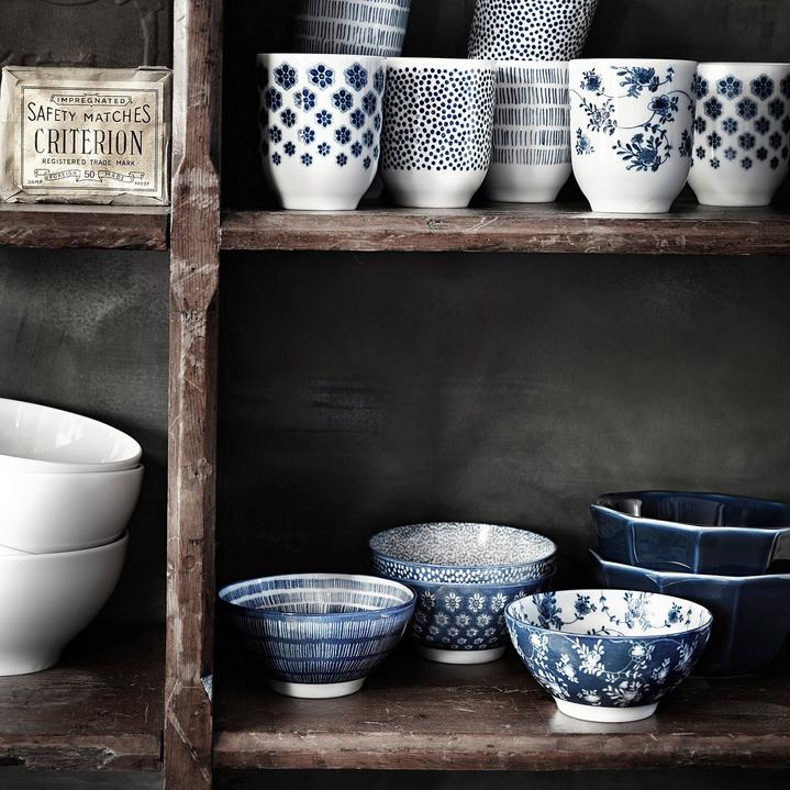 ENTUSIASM mönstrad blå skål 12 cm