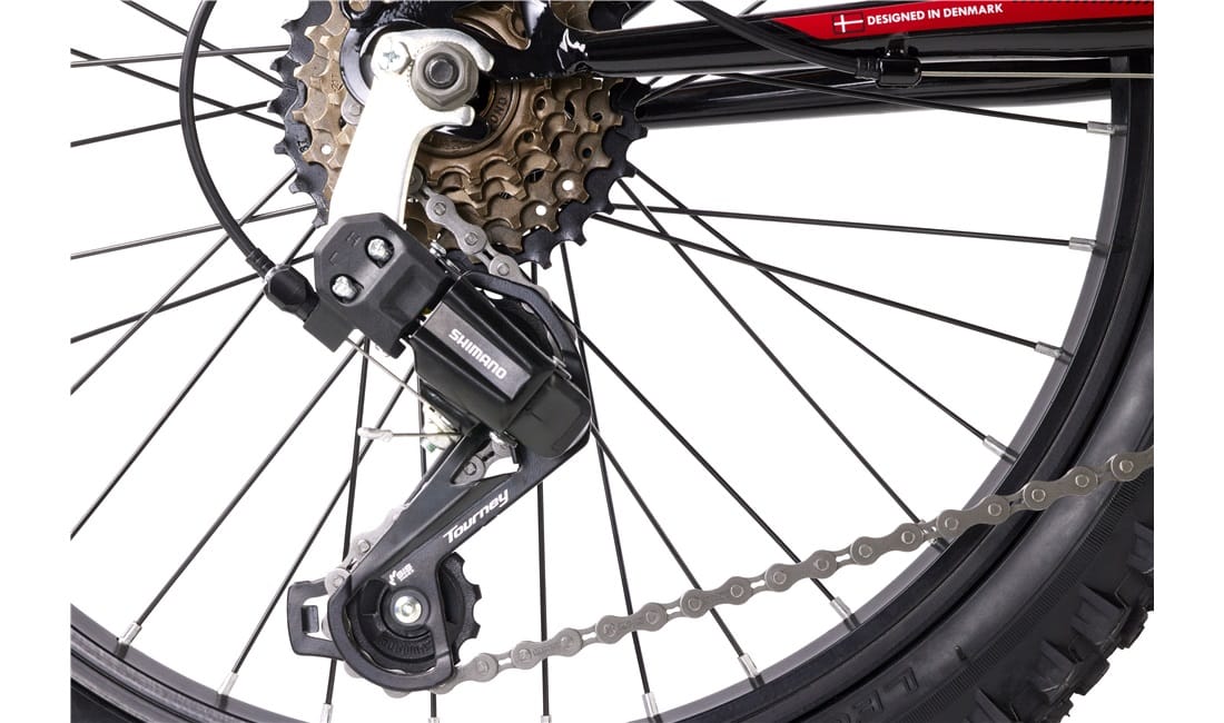 Juniorcykel 20" MTB 206 svart/blå/röd 6-växlad