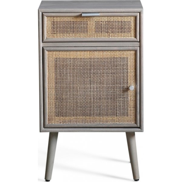 Stockholm grått sängbord med rotting