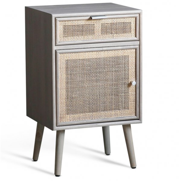 Stockholm grått sängbord med rotting