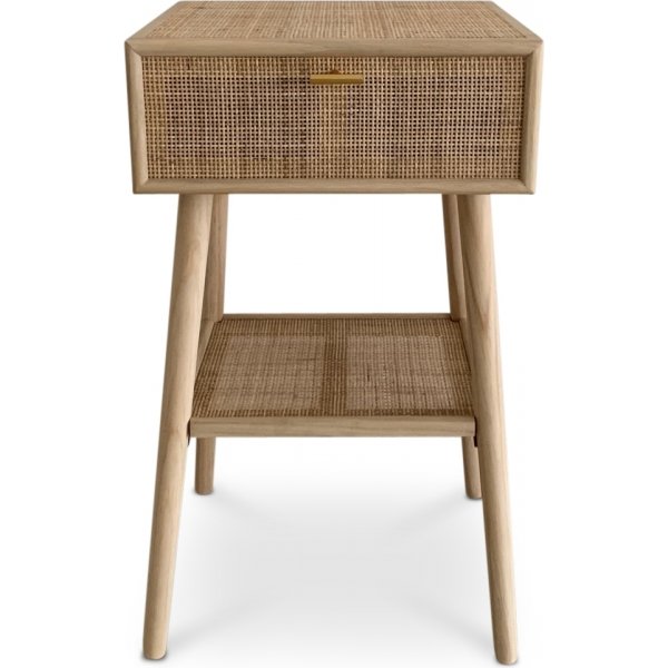 Sängbord i rotting med mässingsdetaljer