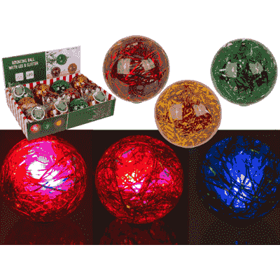 Glittrande Studsboll med LED-ljus Julmotiv