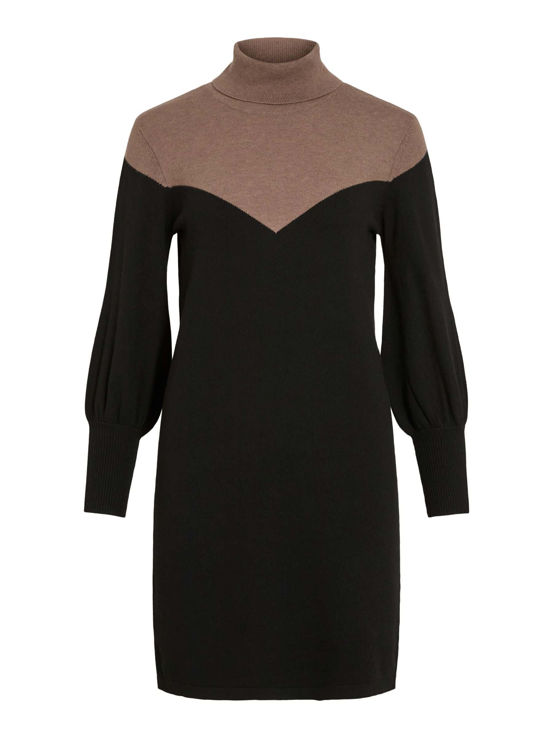 VILUNA Brun Rundhals Stickad Tröja