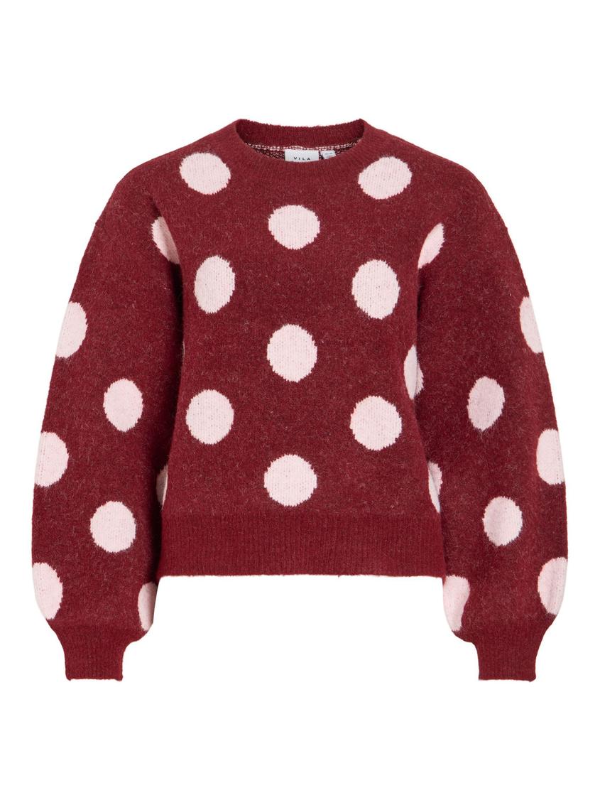 VILUNA Brun Rundhals Stickad Tröja