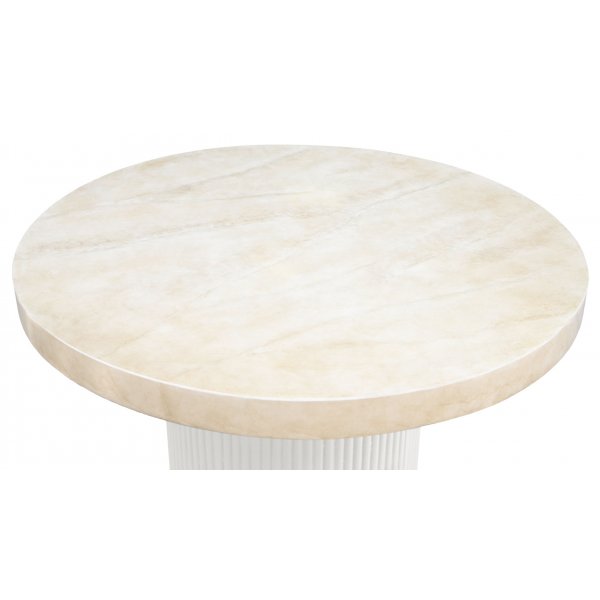 Merca utebord Ø80 cm i travertinutförande