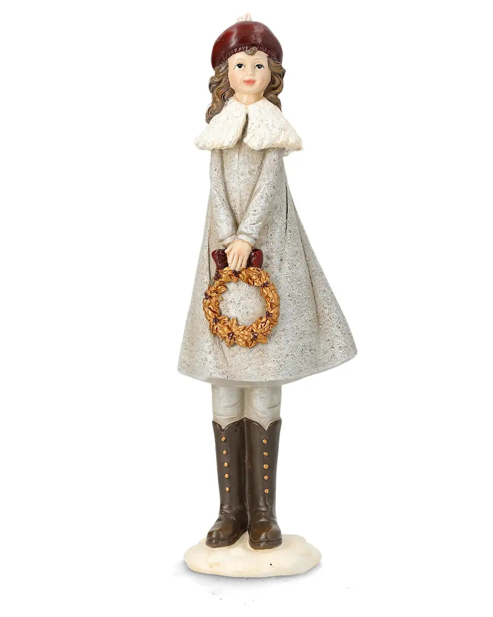 Flicka med Blomkrans 30cm Lantlig Dekor