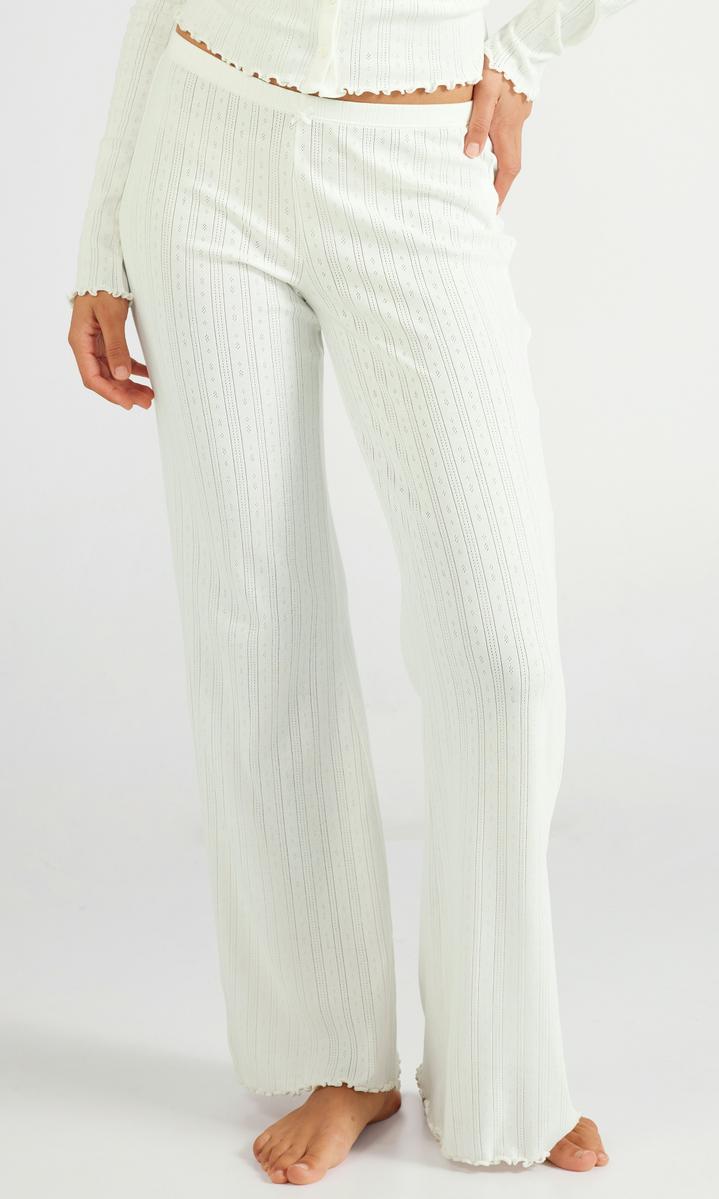 Pointelle Pyjamasbyxor Vit för Dam
