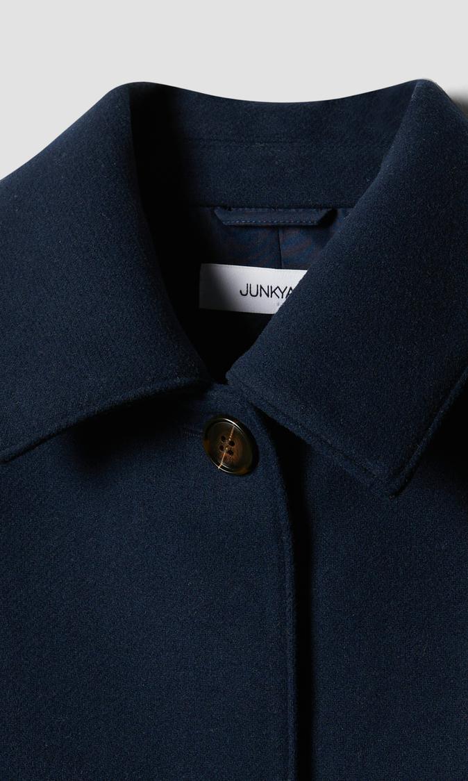 Kort marinblå ullblandad damkappa