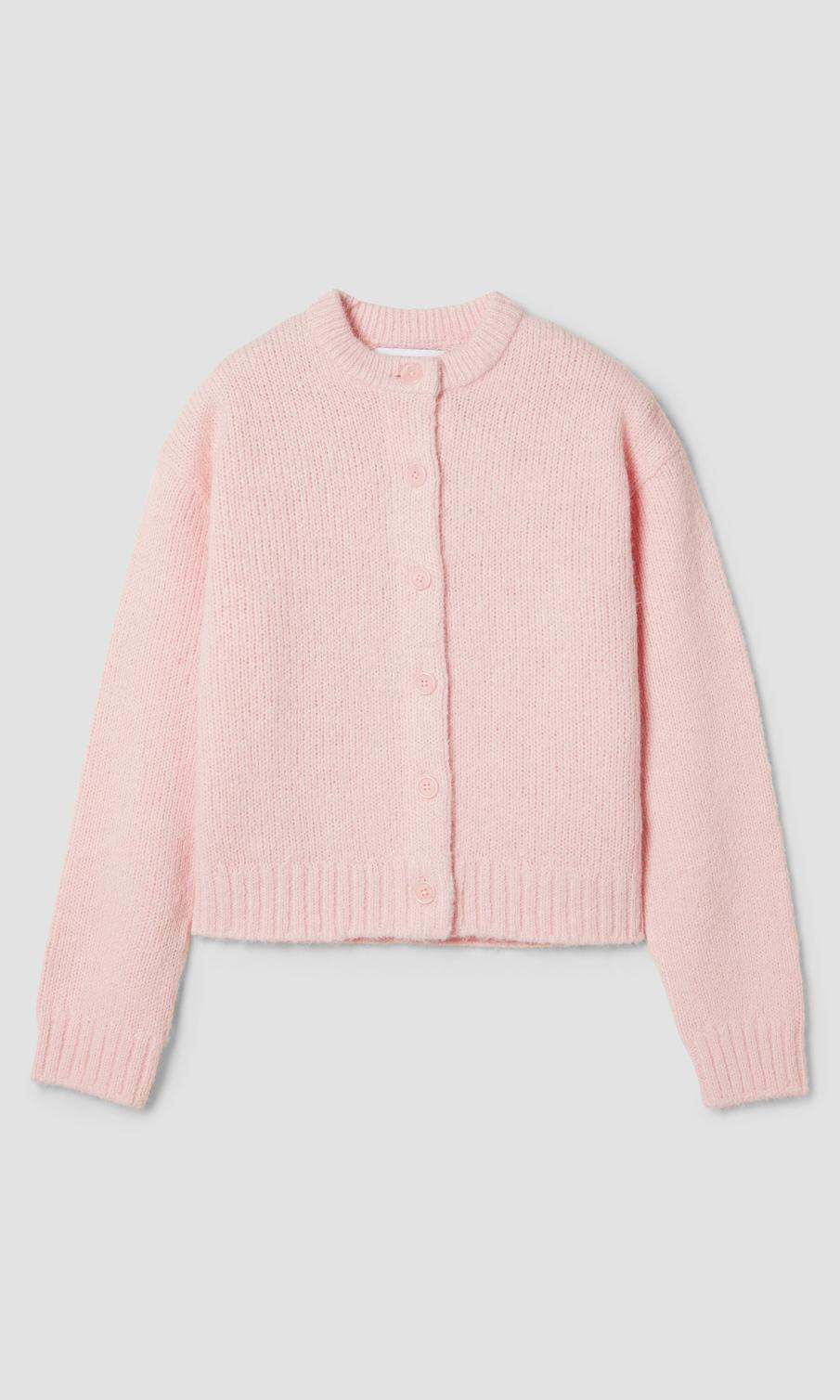 Elegant cremefärgad stickad cardigan dam
