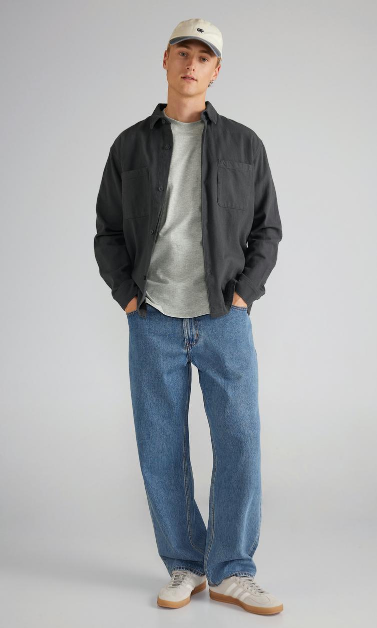 JUNKYARD Mörkgrå Långärmad Herrskjorta