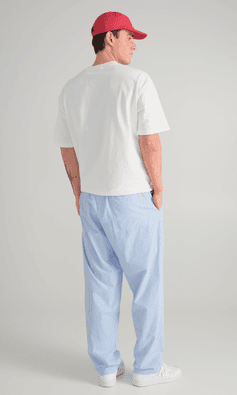Yôke Ljusblå Poplin Pyjamasbyxor Herr