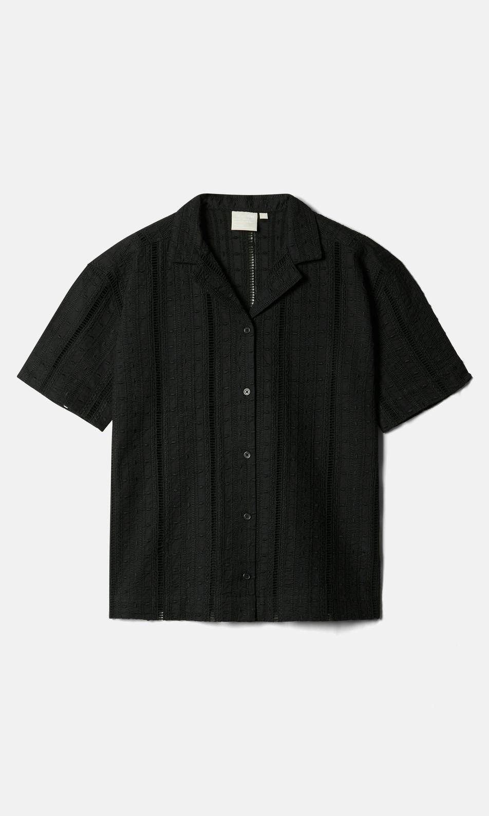 Yôke Broderad Kortärmad Svart Skjorta Dam