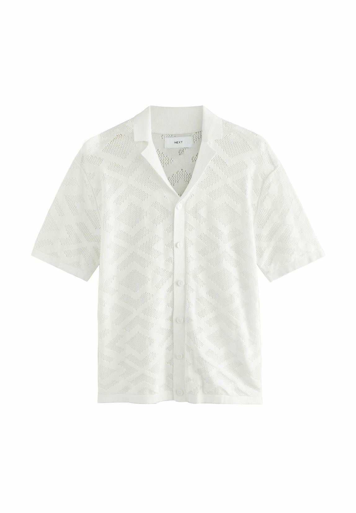 Regular Fit Square Pattern Quarter Zip Polo