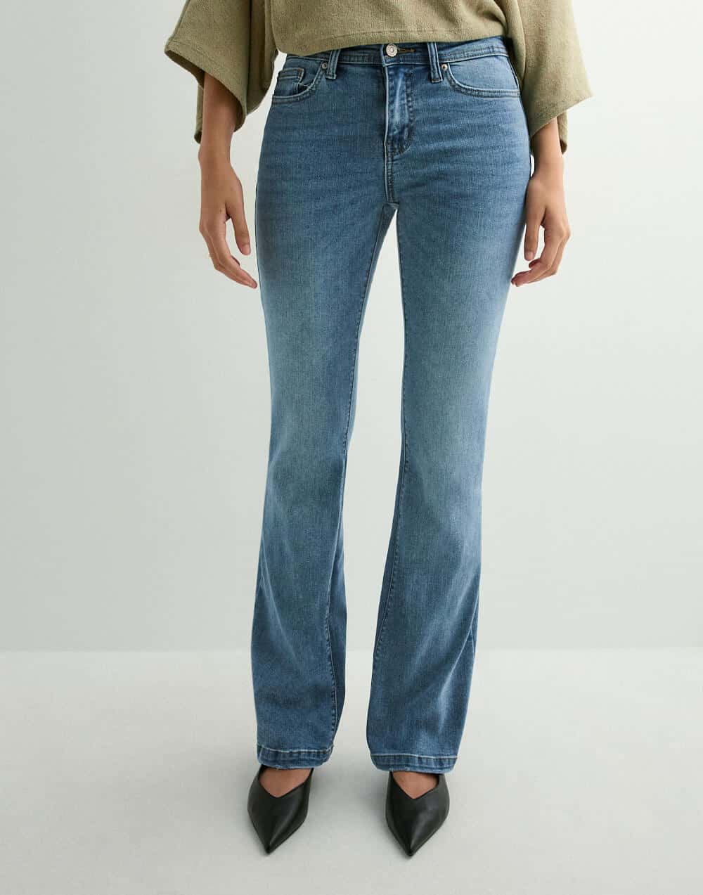 Only Mid Waist Flared Jeans - Medium Blue