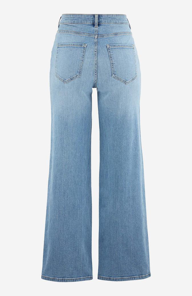 Högmidjade stretchjeans i ljusblå denim