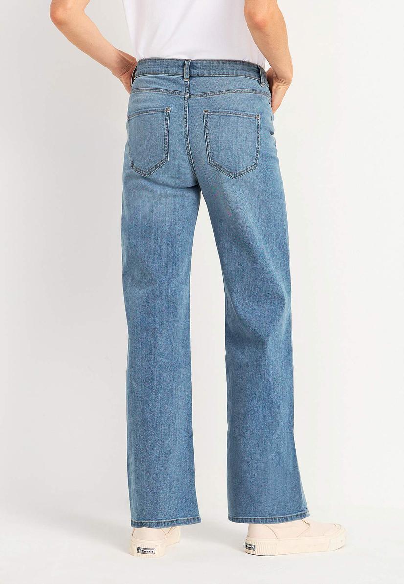 Högmidjade stretchjeans i ljusblå denim