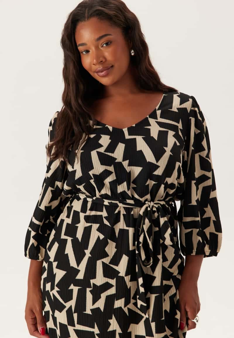 Happy Holly Structured Puff Sleeve Dress