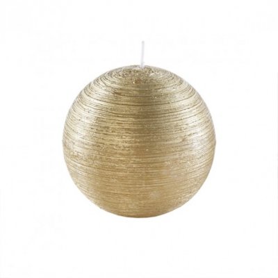Elegant Gold Striped Round Candle